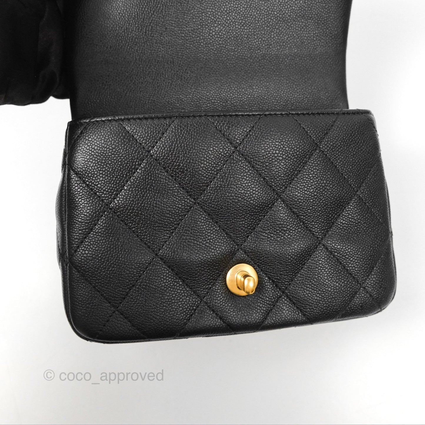 Chanel Mini Flap Bag Heart Adjustable Chain Black Caviar Aged Gold Hardware
