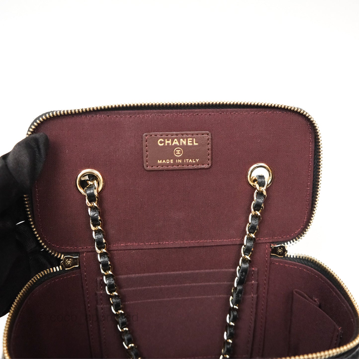Chanel Vanity Rectangular with Chain Black Lambskin Gold Hardware