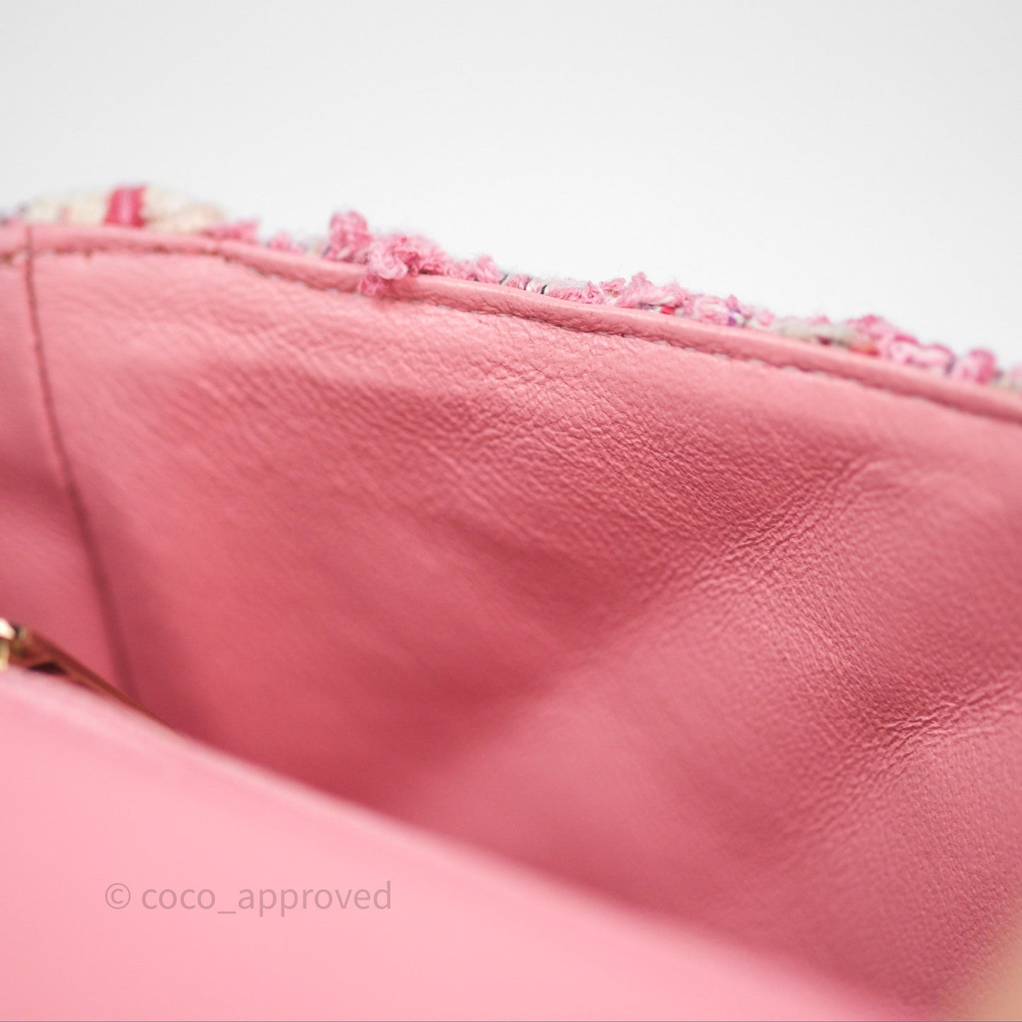 Chanel Mini Rectangular Flap Pink Tweed Braid Gold Hardware