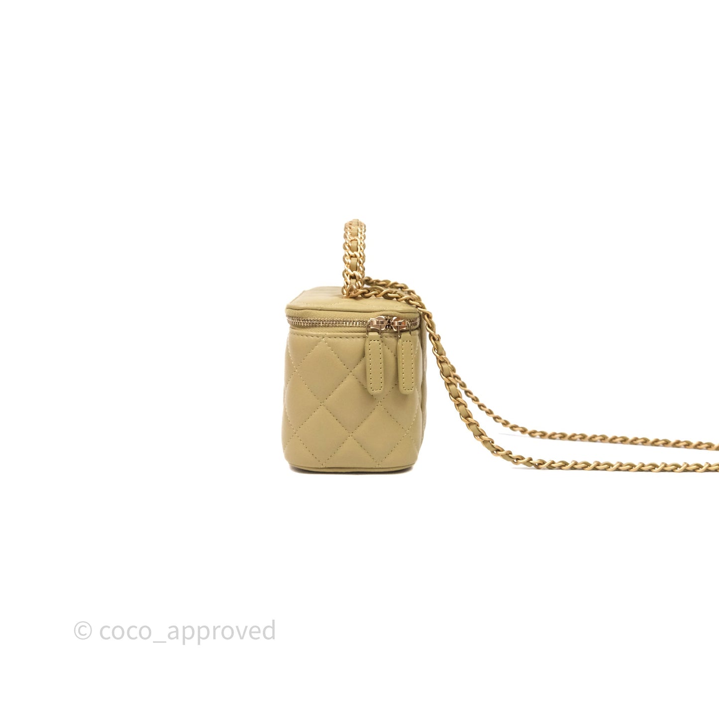 Chanel Top Handle Vanity with Chain Olive Green Lambskin Aged Gold Hardware