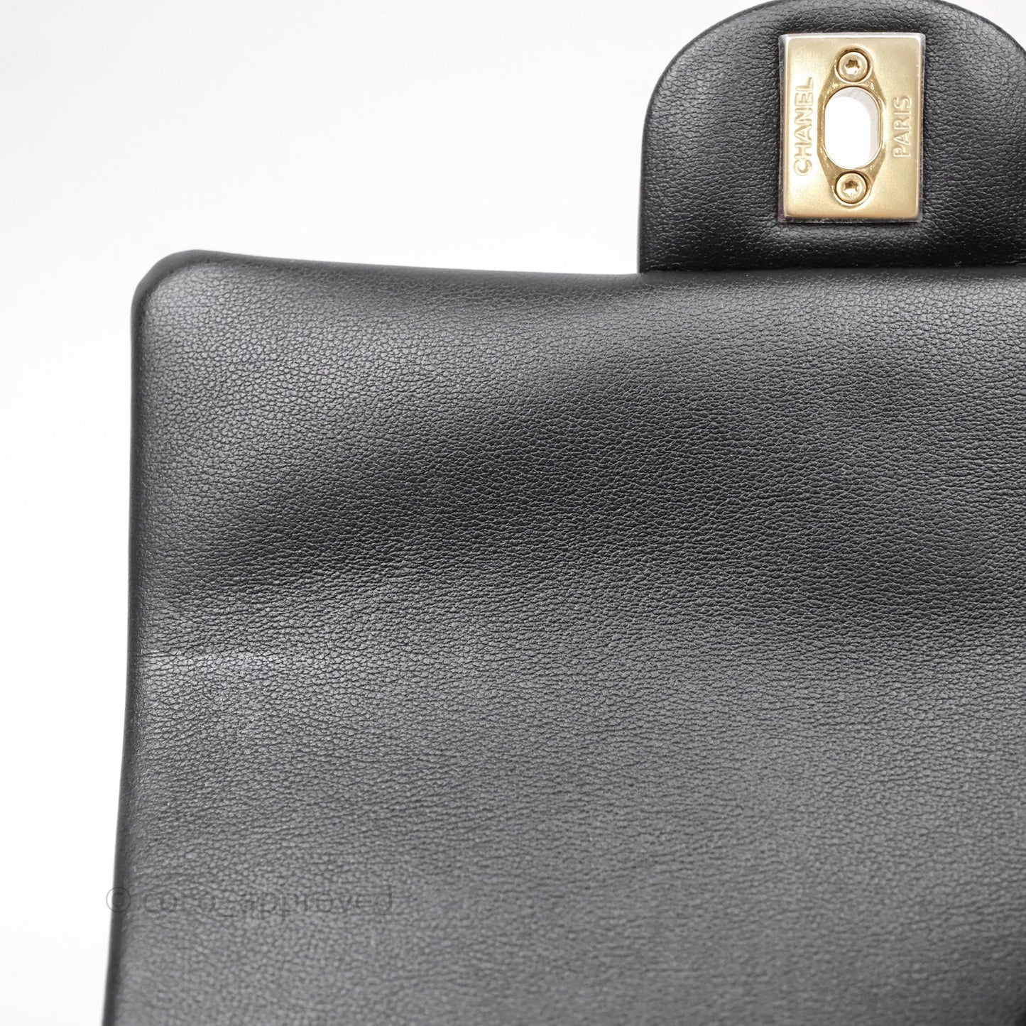 Chanel Top Handle Mini Rectangular Flap Black Patent Gold Hardware