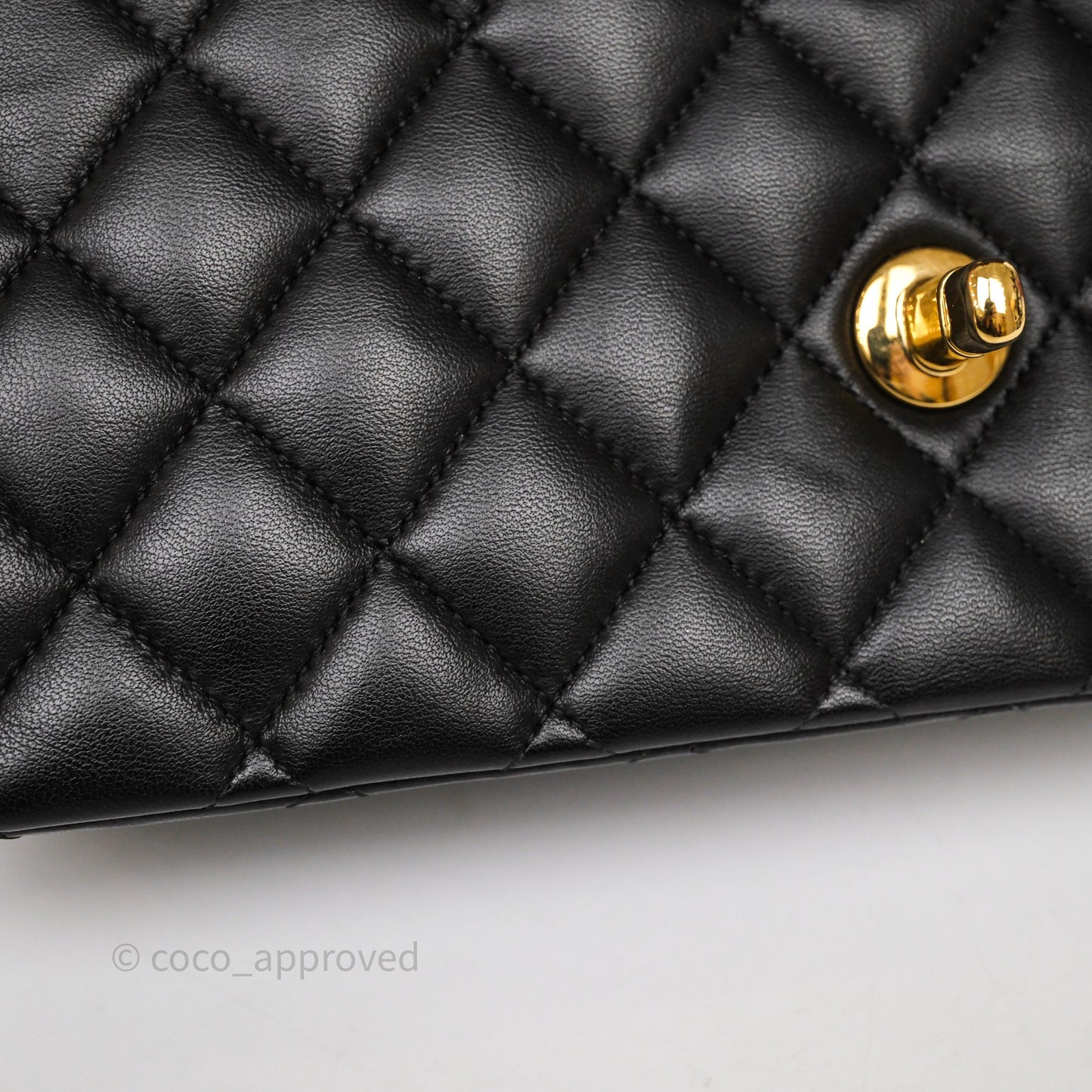 Chanel Quilted Classic M/L Medium Flap  Black Lambskin Gold Hardware