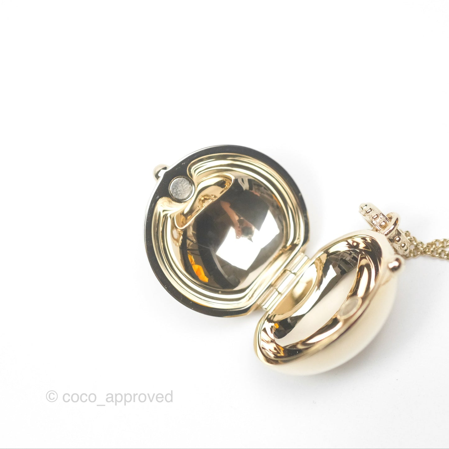Chanel CC Sphere Locket Necklace Gold Tone 21S