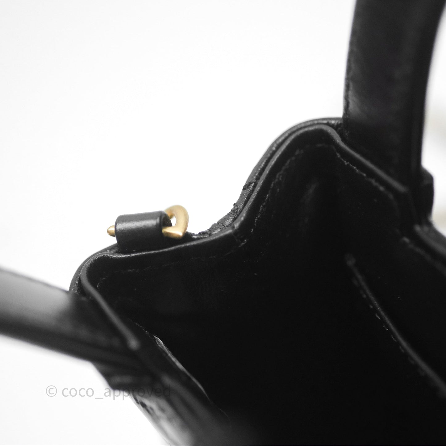 Chanel Mini Nano Kelly Bag Black Shiny Calfskin Aged Gold Hardware