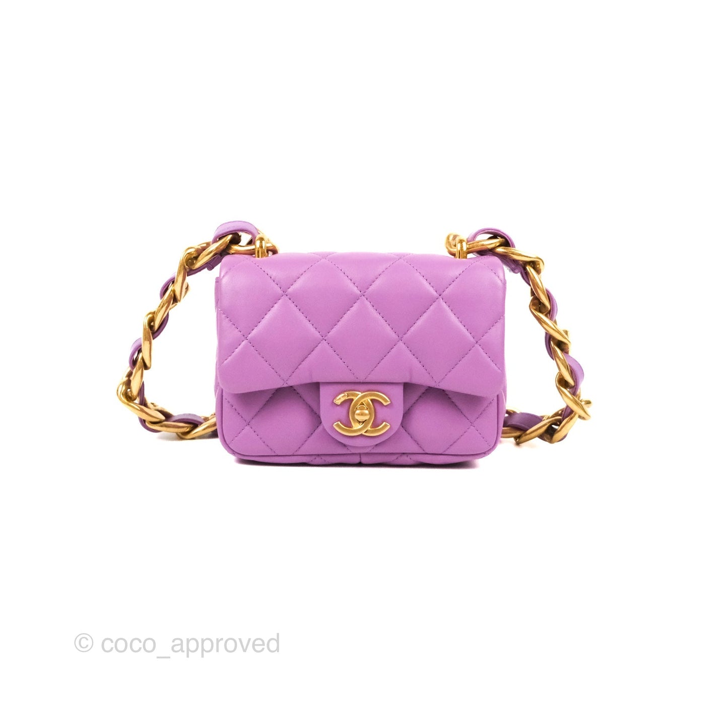 Chanel Quilted Mini CC Funky Town Flap Purple Lambskin Gold Hardware