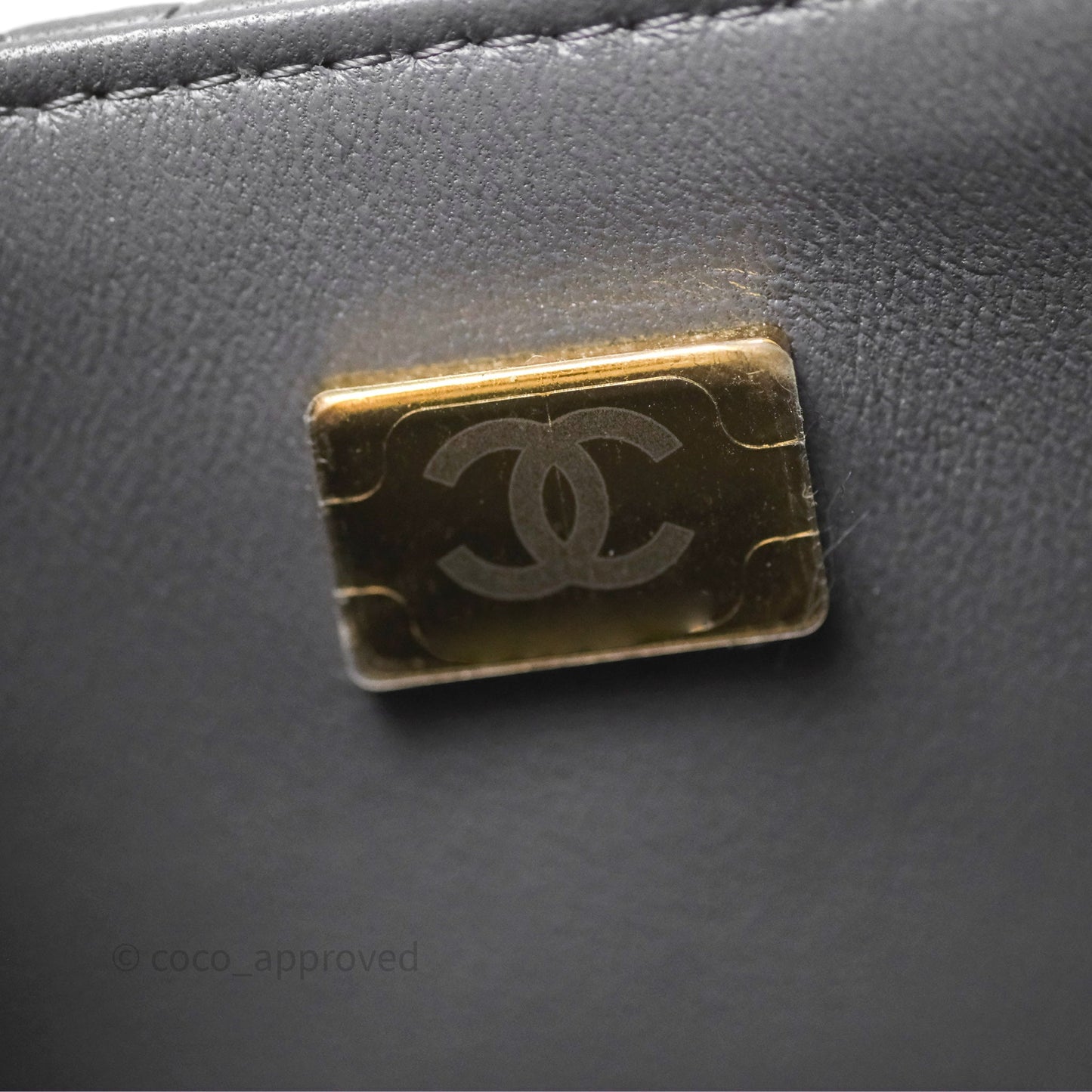 Chanel Top Handle Mini Rectangular Flap Grey Lambskin Gold Hardware