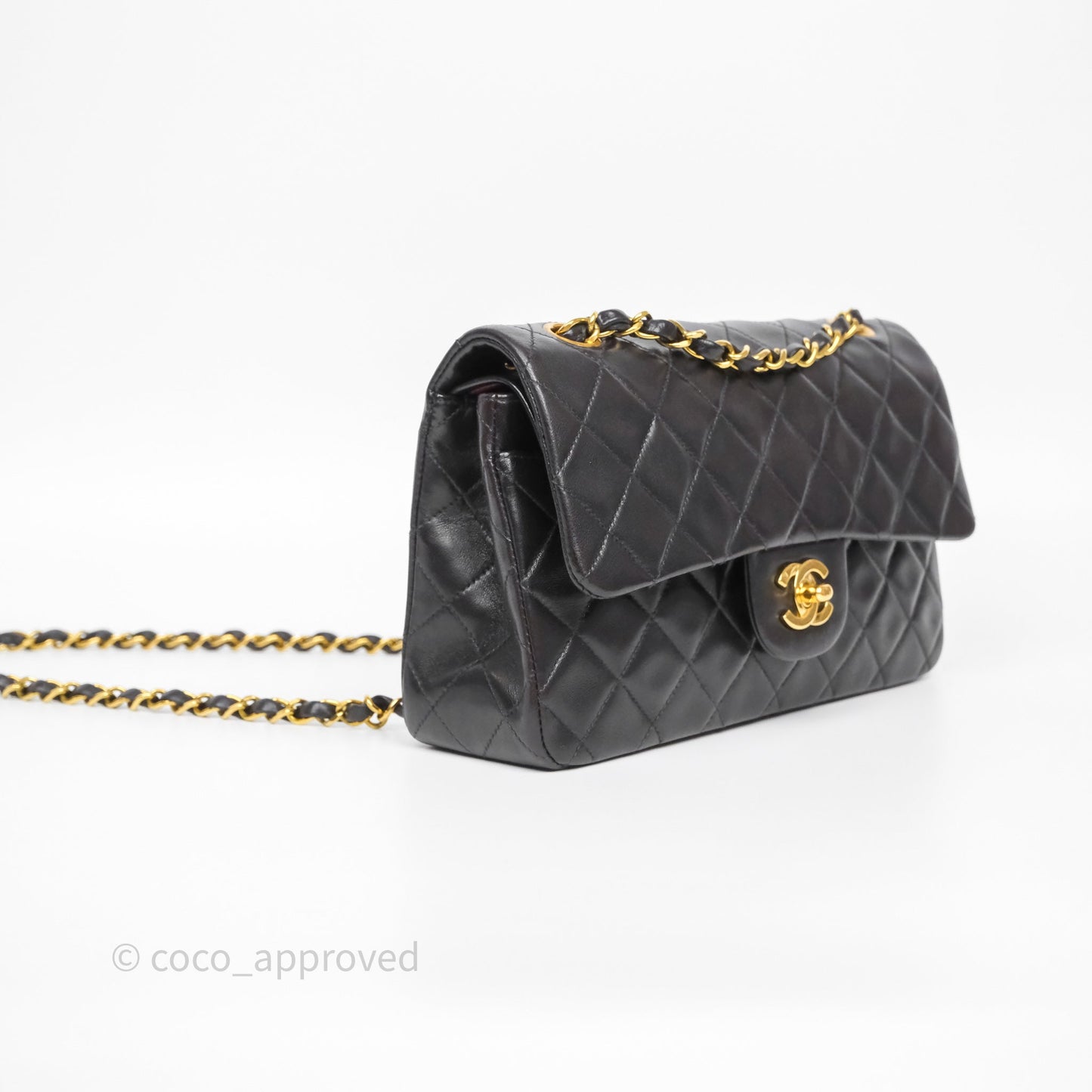 Chanel Vintage Small Classic Flap Black Lambskin 24K Gold Hardware