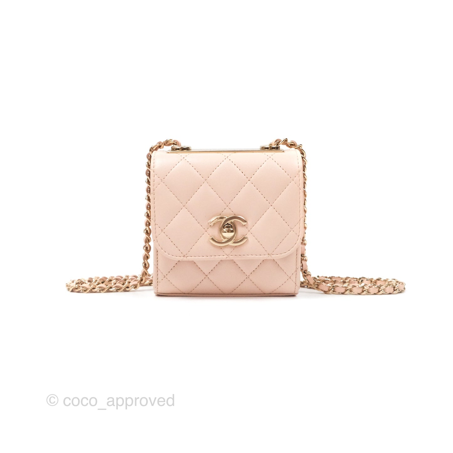 Chanel Mini Quilted Trendy CC Clutch With Chain Light Pink Lambskin Gold Hardware