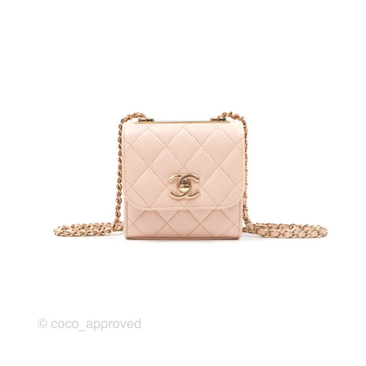 Chanel Mini Quilted Trendy CC Clutch With Chain Light Pink Lambskin Gold Hardware