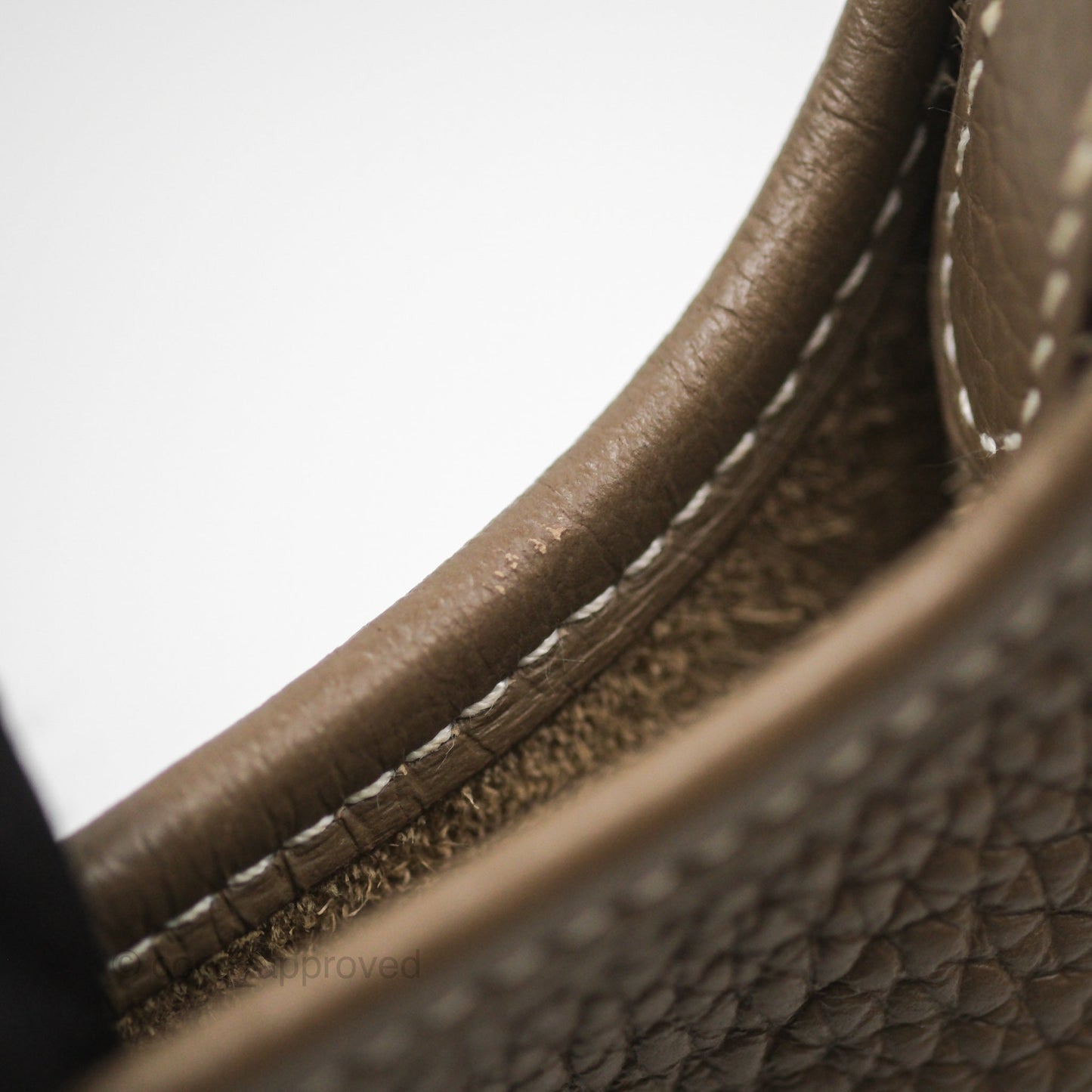 Hermès Mini Evelyne 16 Etoupe 18 Clemence Palladium Hardware with Bleu Indigo Strap