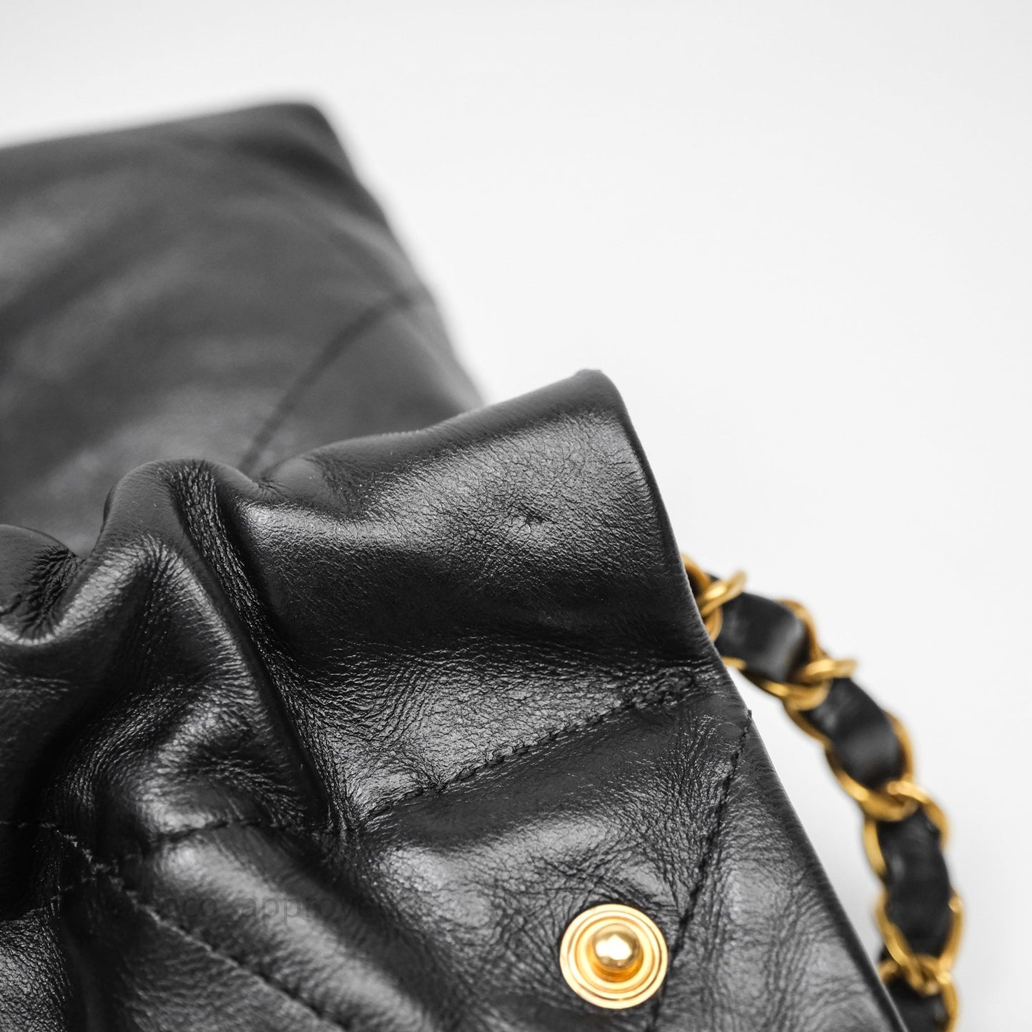 Chanel 22 Small Black Calfskin Aged Gold Hardware