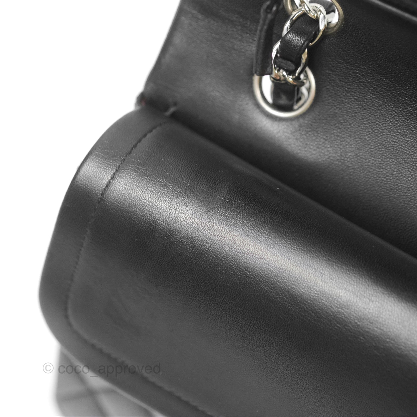 Chanel Classic M/L Medium Flap Quilted Black Lambskin Silver Hardware