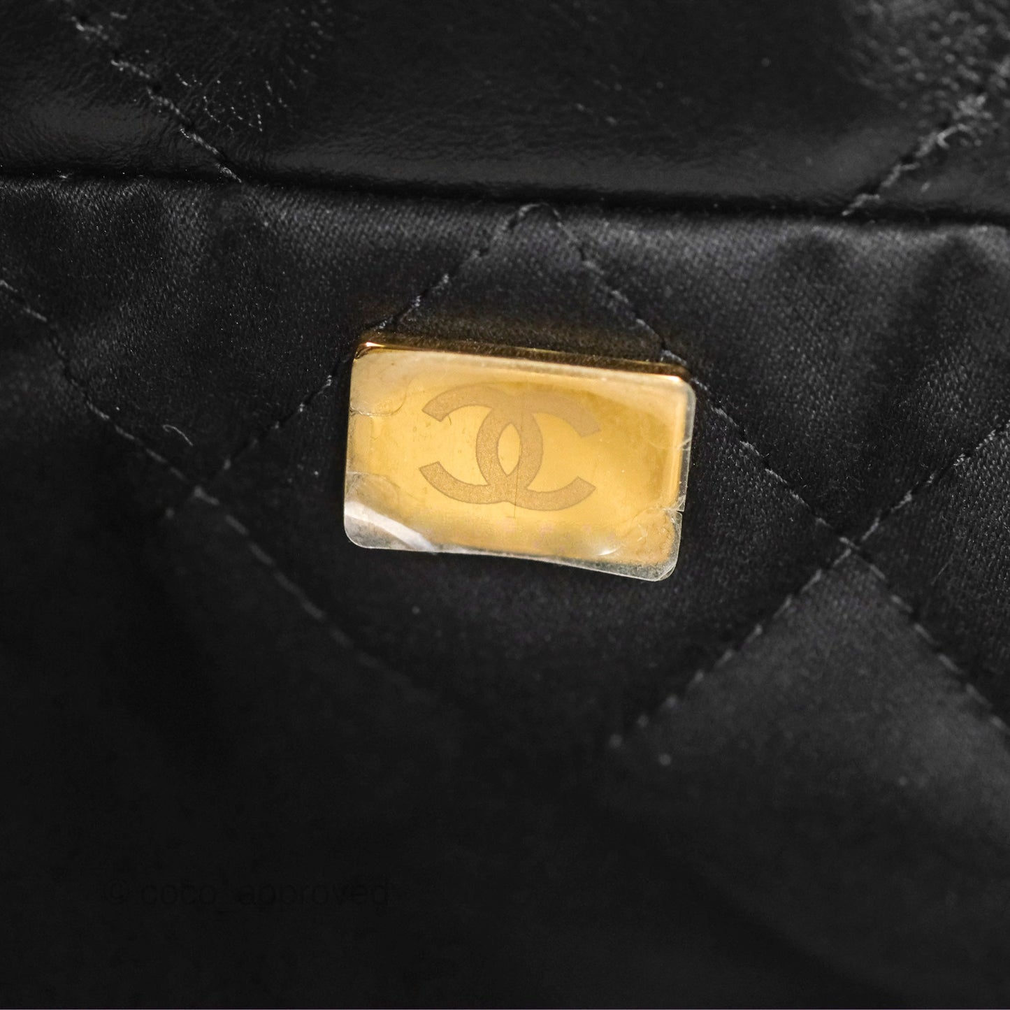 Chanel 22 Small Black Shiny Calfskin Aged Gold Hardware