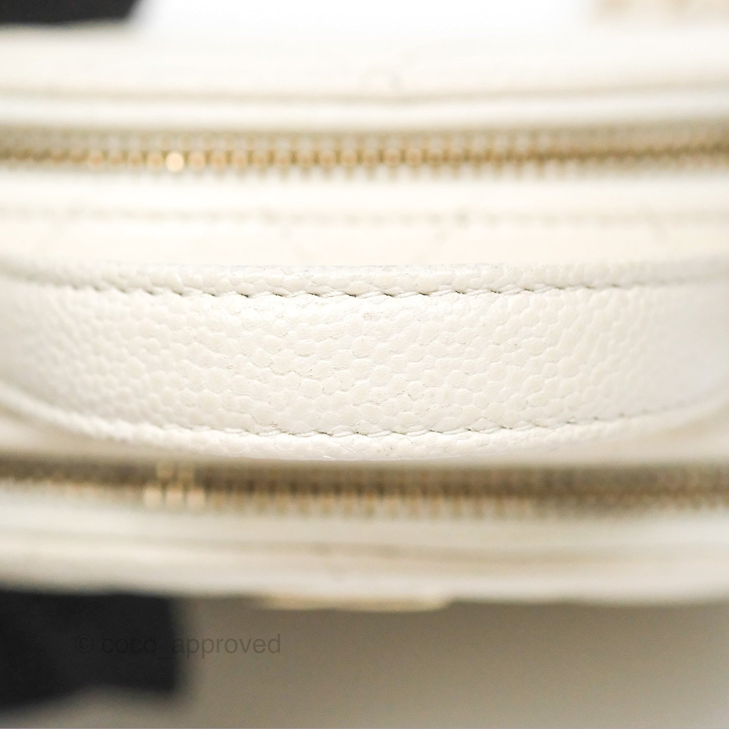 Chanel Mini Round Vanity Bag Handle With Care Ivory Caviar