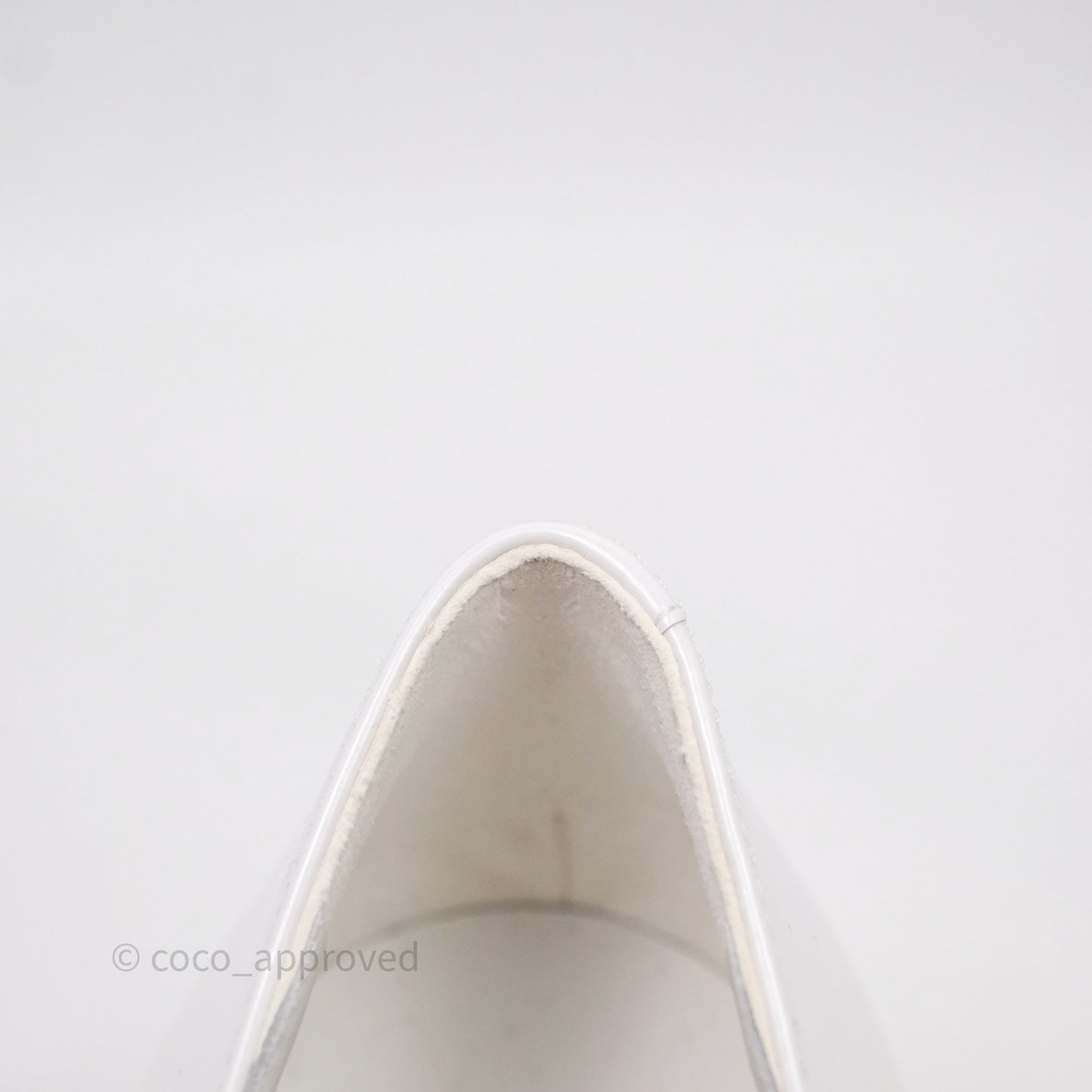 Chanel CC Ribbon Mary Jane Block Heels White Patent Size 39