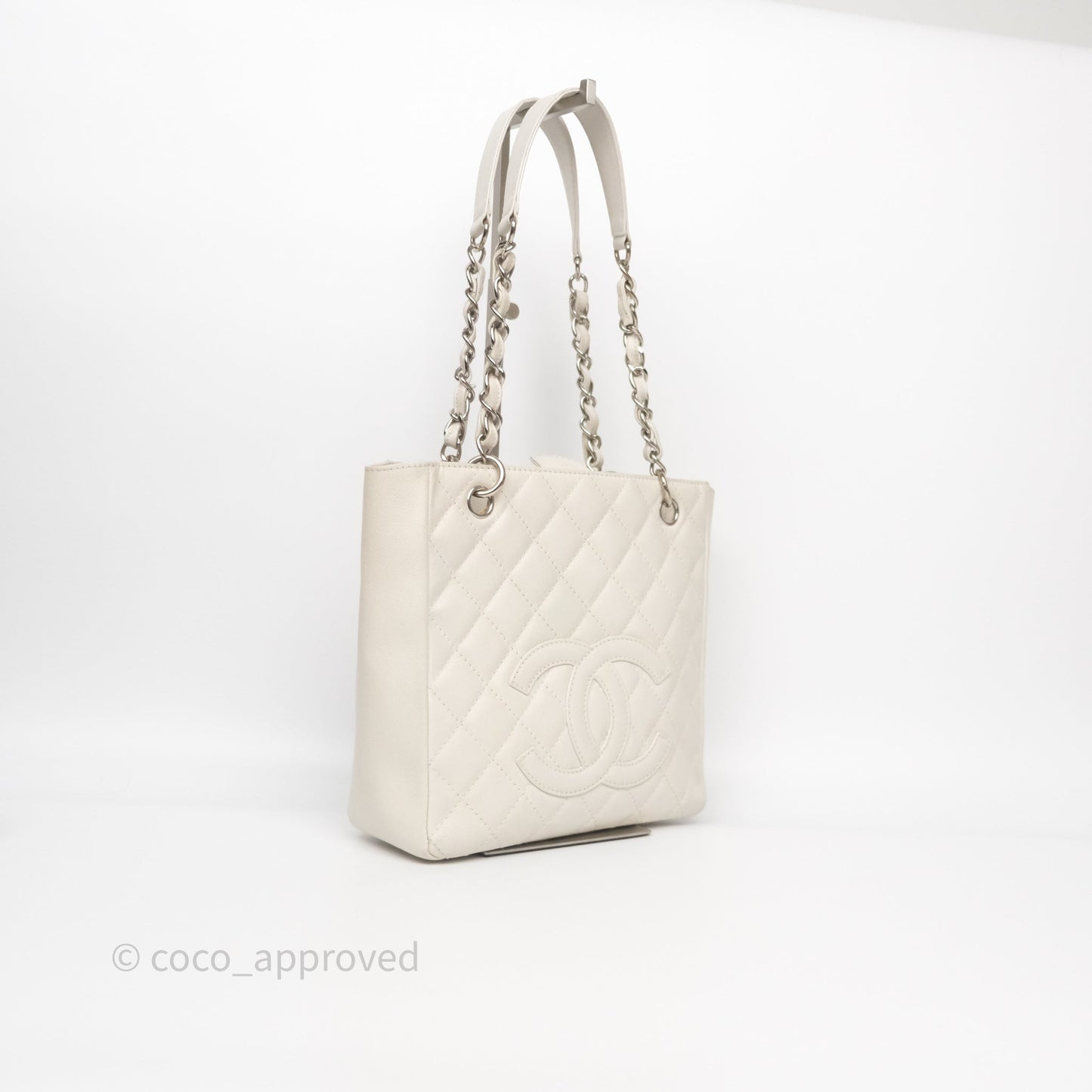 Chanel Vertical GST White Caviar Silver Hardware
