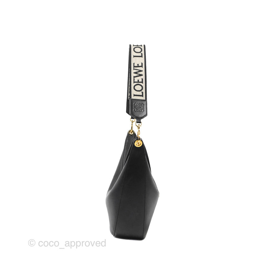 Loewe Luna Bag Black Satin Calfskin Jacquard Strap