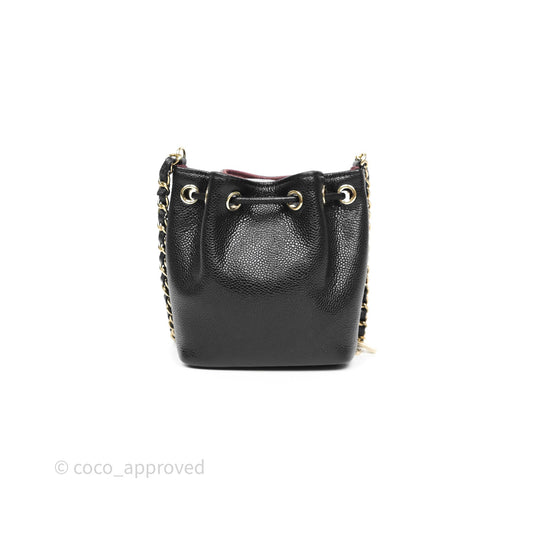 Chanel Mini Pocket Bucket Bag Black Caviar Gold Hardware