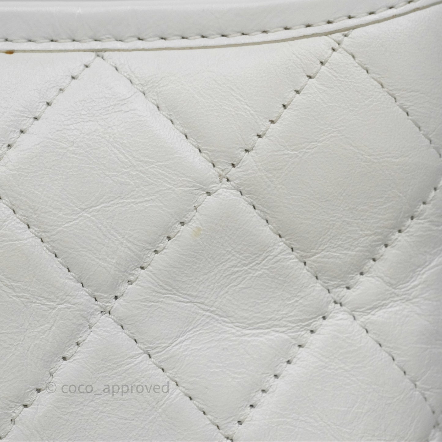 Chanel Small Gabrielle Hobo Quilted White Aged Calfskin