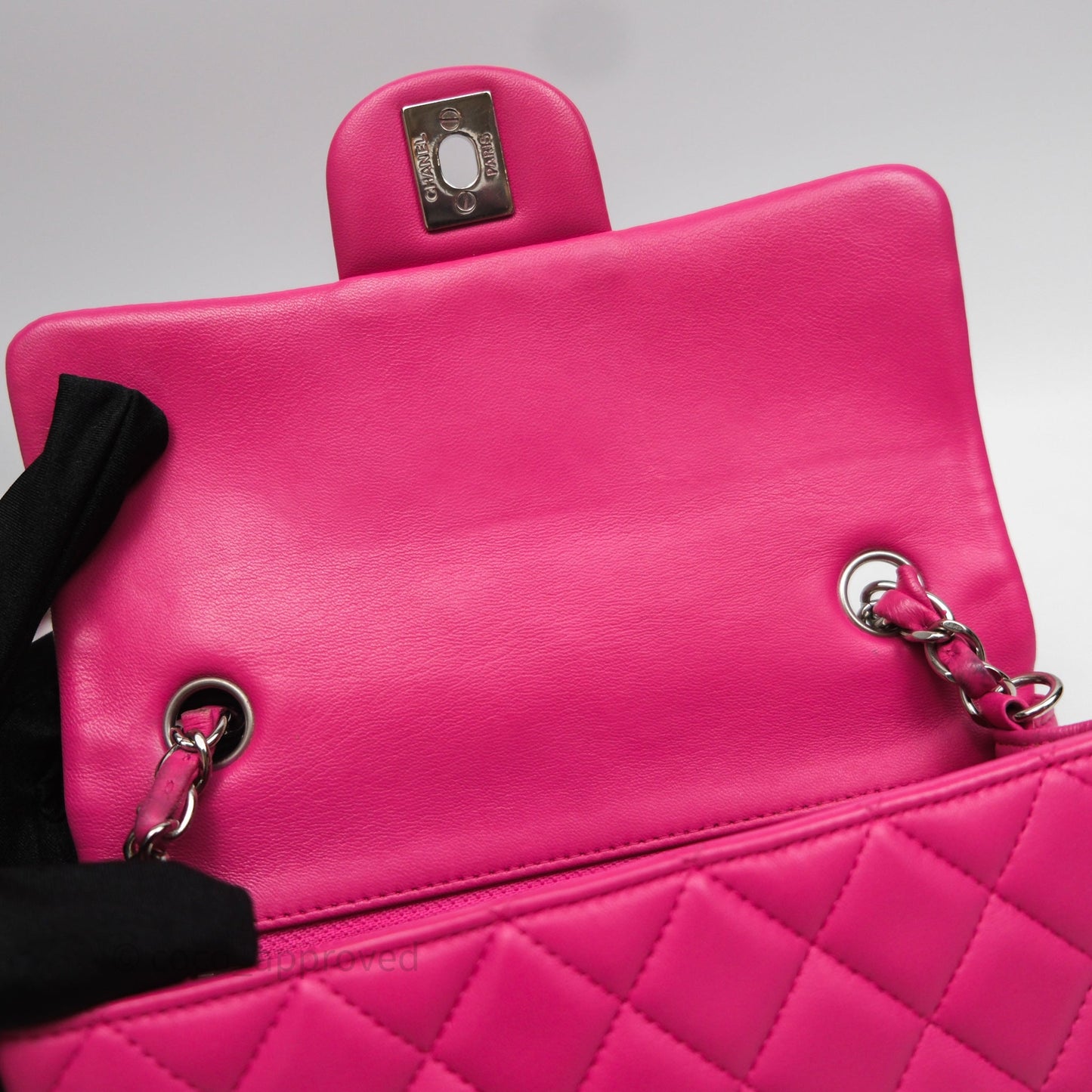 Chanel Mini Rectangular Quilted Dark Pink Lambskin Silver Hardware
