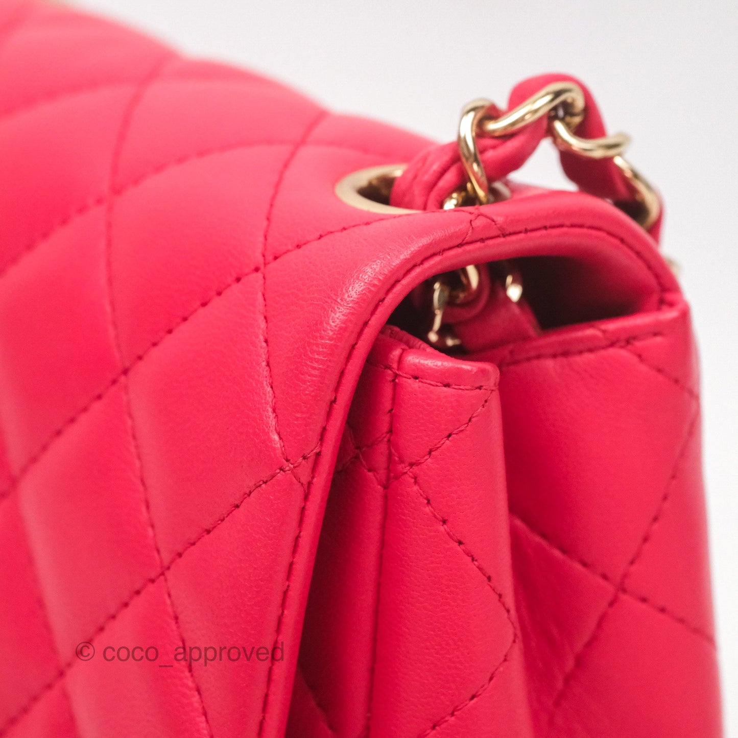 Chanel Mini Square Quilted Red Lambskin Gold Hardware