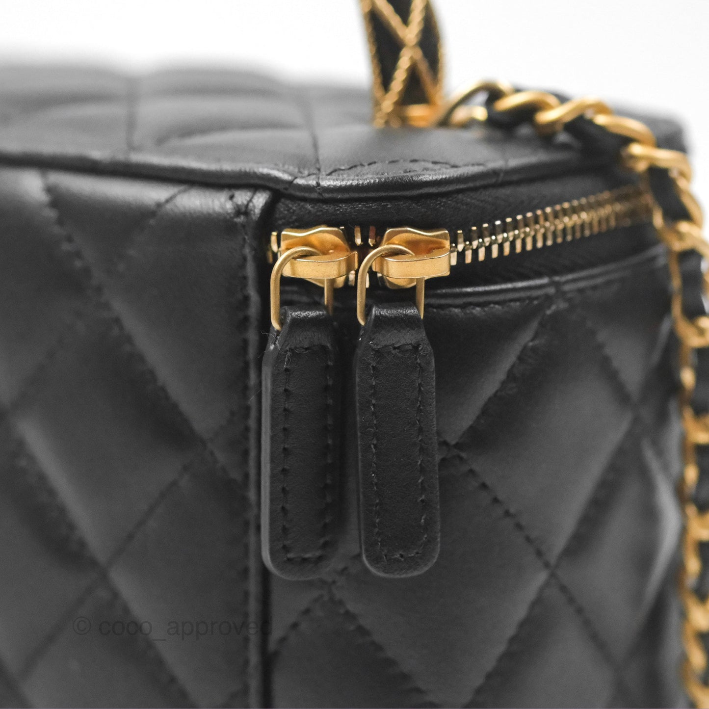 Chanel Top Handle Vanity Rectangular Black Lambskin Gold Hardware