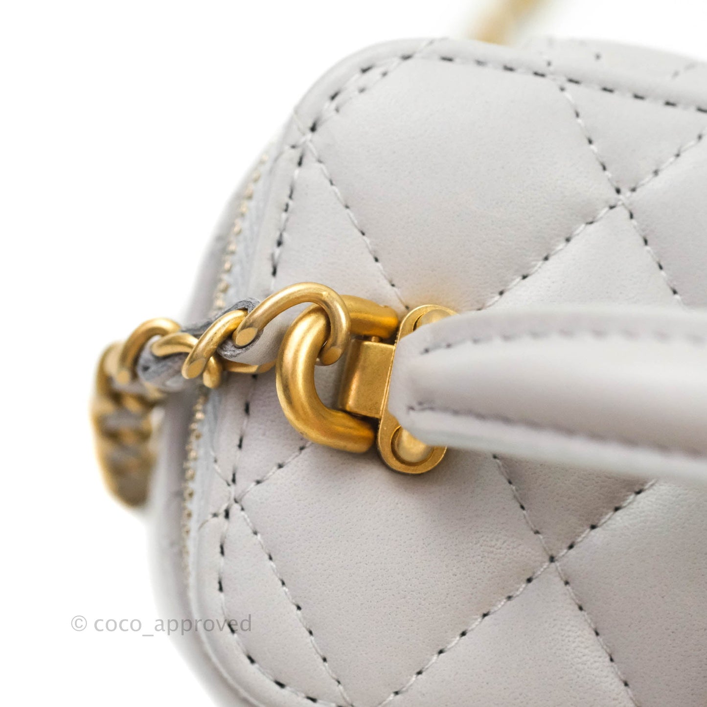 Chanel Small Vanity With Chain Grey Lambskin Aged Gold Hardware