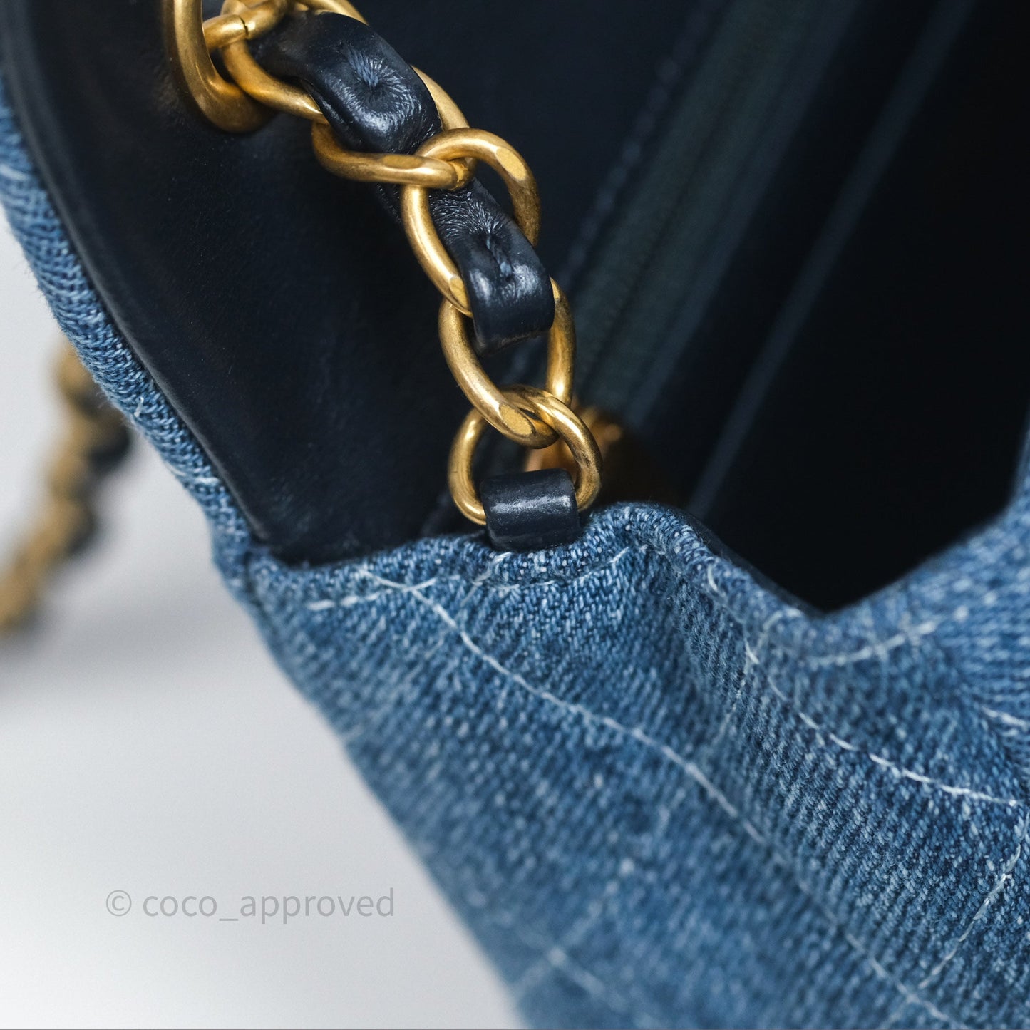 Chanel Quilted Mini Rectangular Flap Denim Aged Gold Hardware