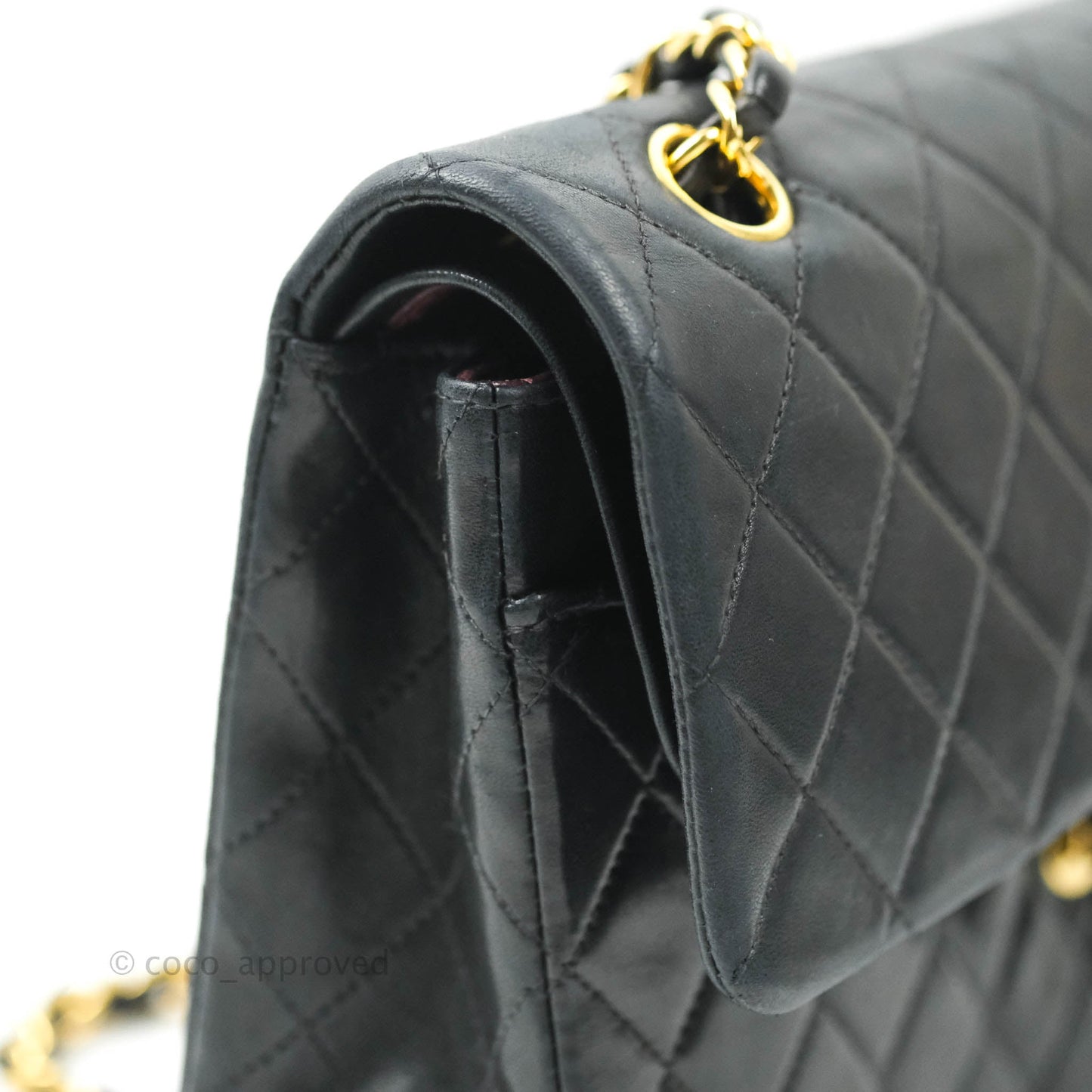 Chanel Classic Vintage Double Flap M/L Black Lambskin 24K Gold Hardware