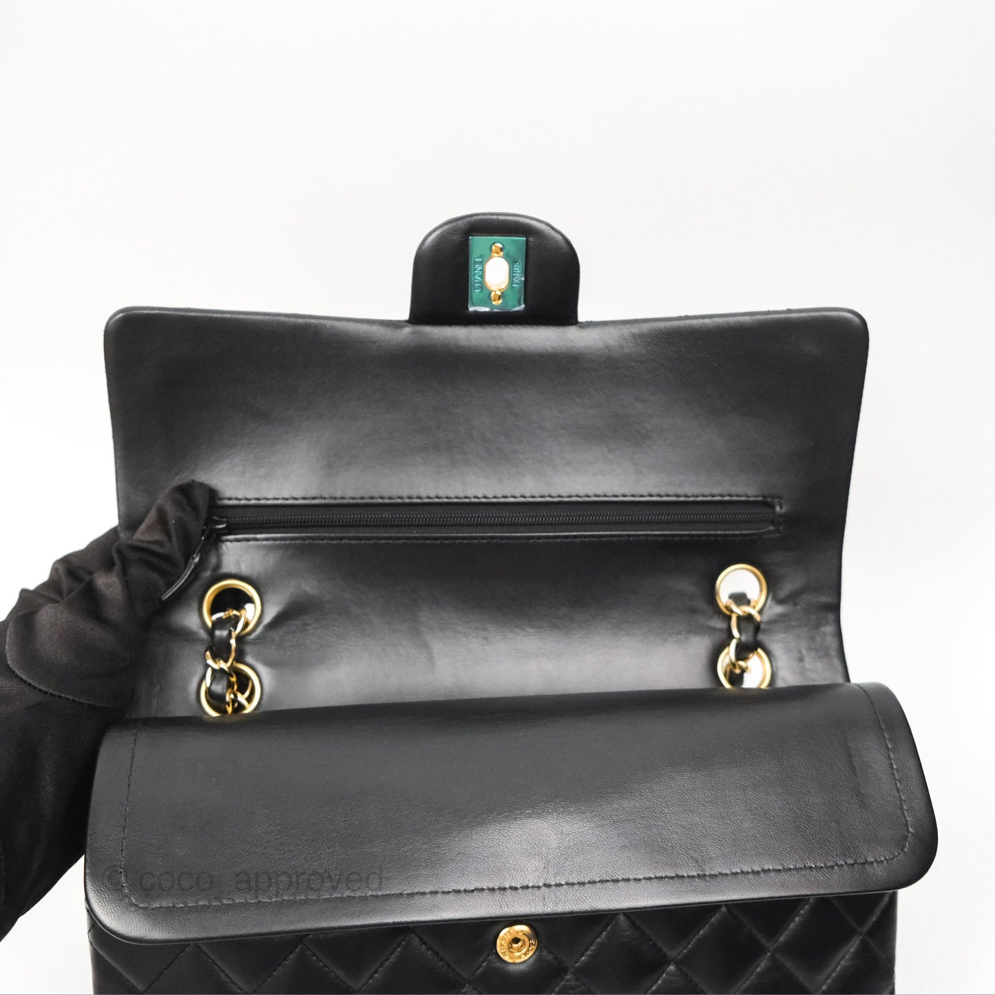 Chanel Classic M/L Medium Flap Quilted Black Lambskin 24K Gold Hardware