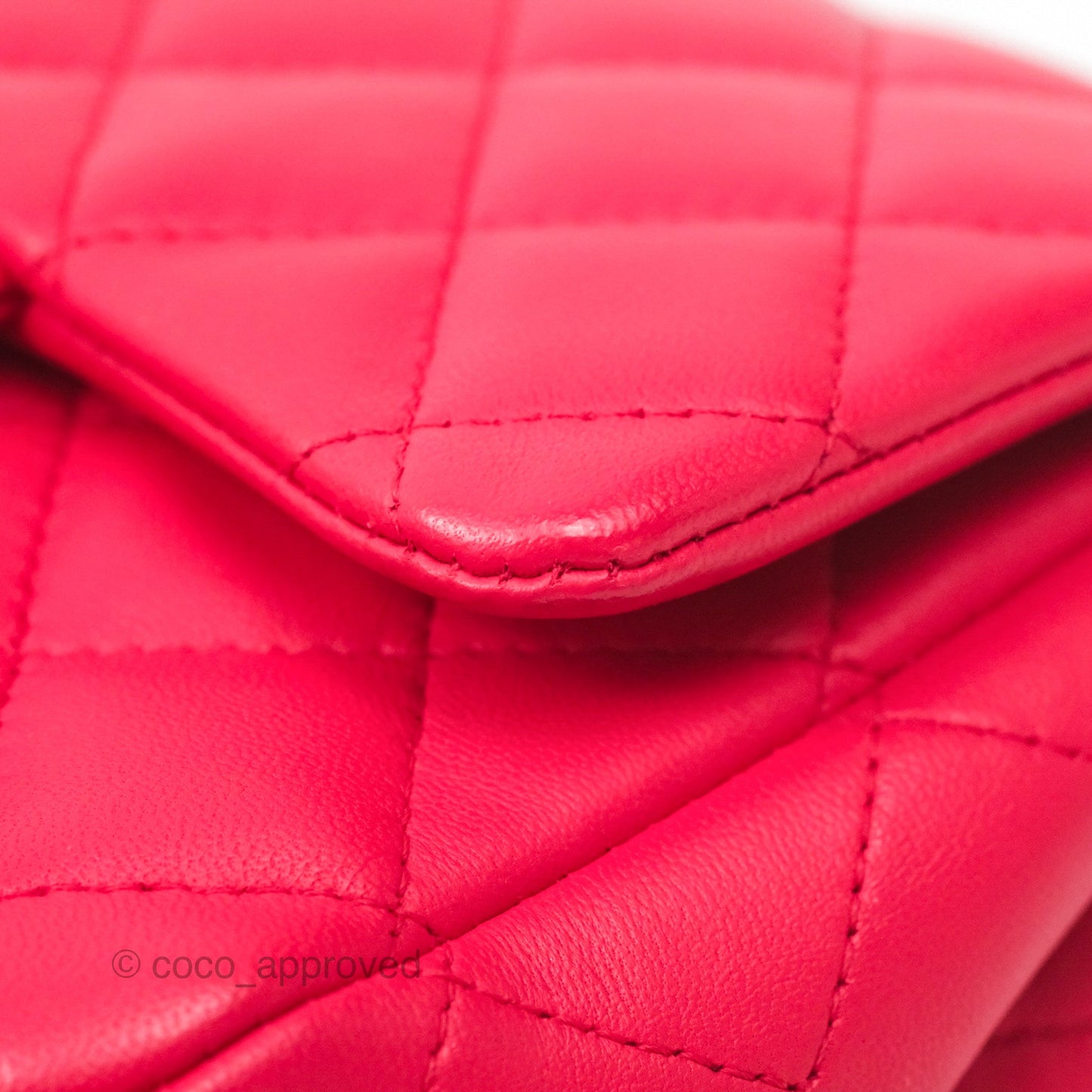 Chanel Mini Square Quilted Red Lambskin Gold Hardware