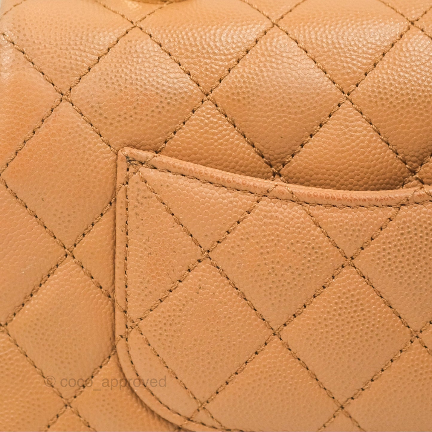 Chanel Mini Coco Handle Dark Beige Caviar Lizard Handle Gold Hardware