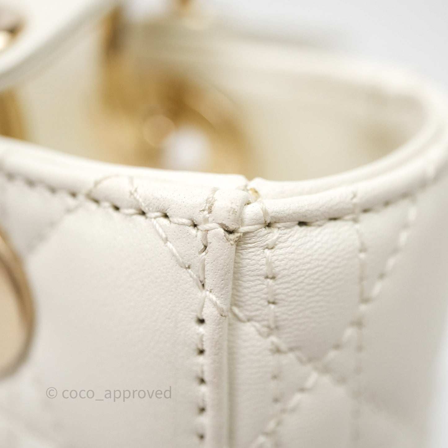 Christian Dior Small My ABCDior Lady Dior Bag White Cannage Lambskin Gold Hardware