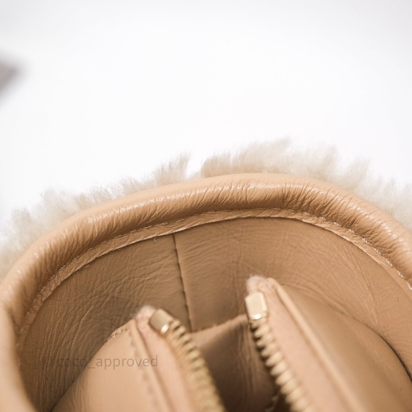 Chanel Small Gabrielle Hobo Shearling Beige Mixed Hardware