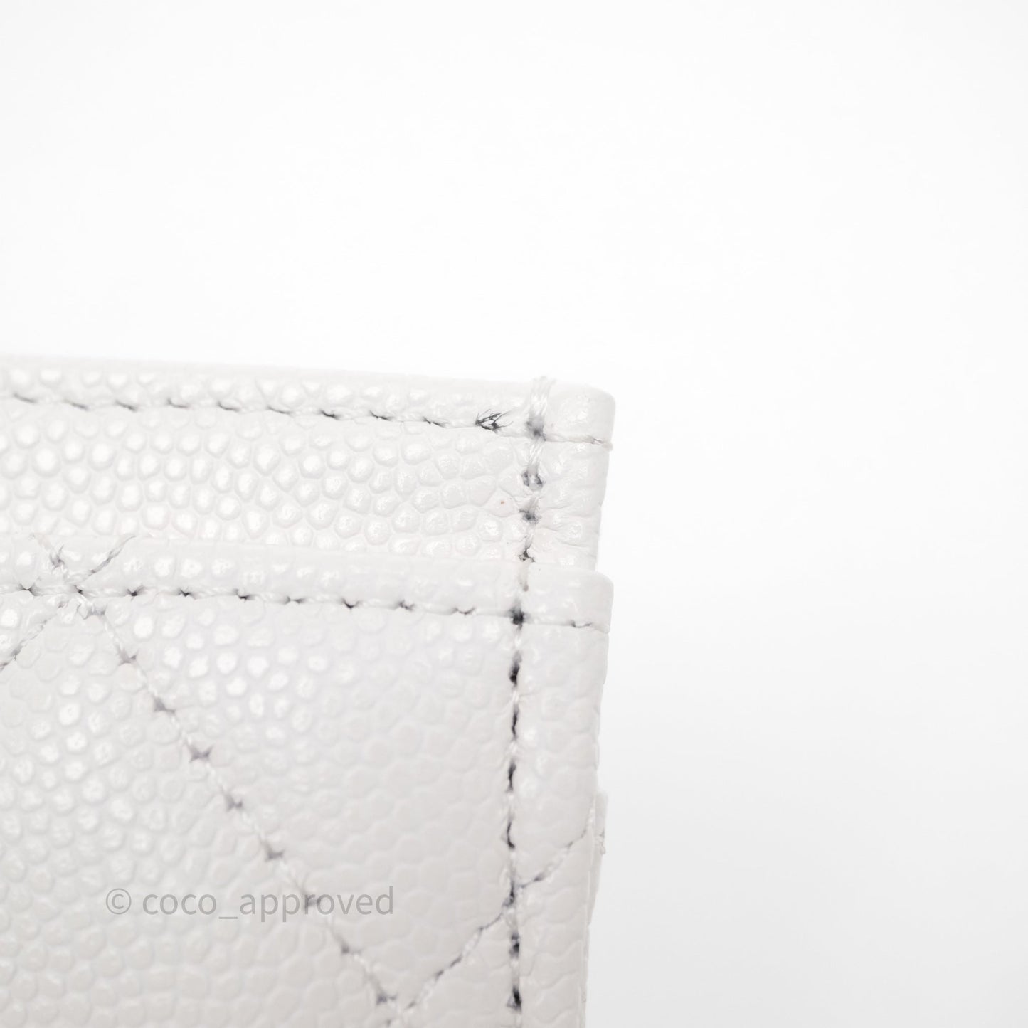 Chanel Crystal CC Quilted Flat Card Holder White Caviar