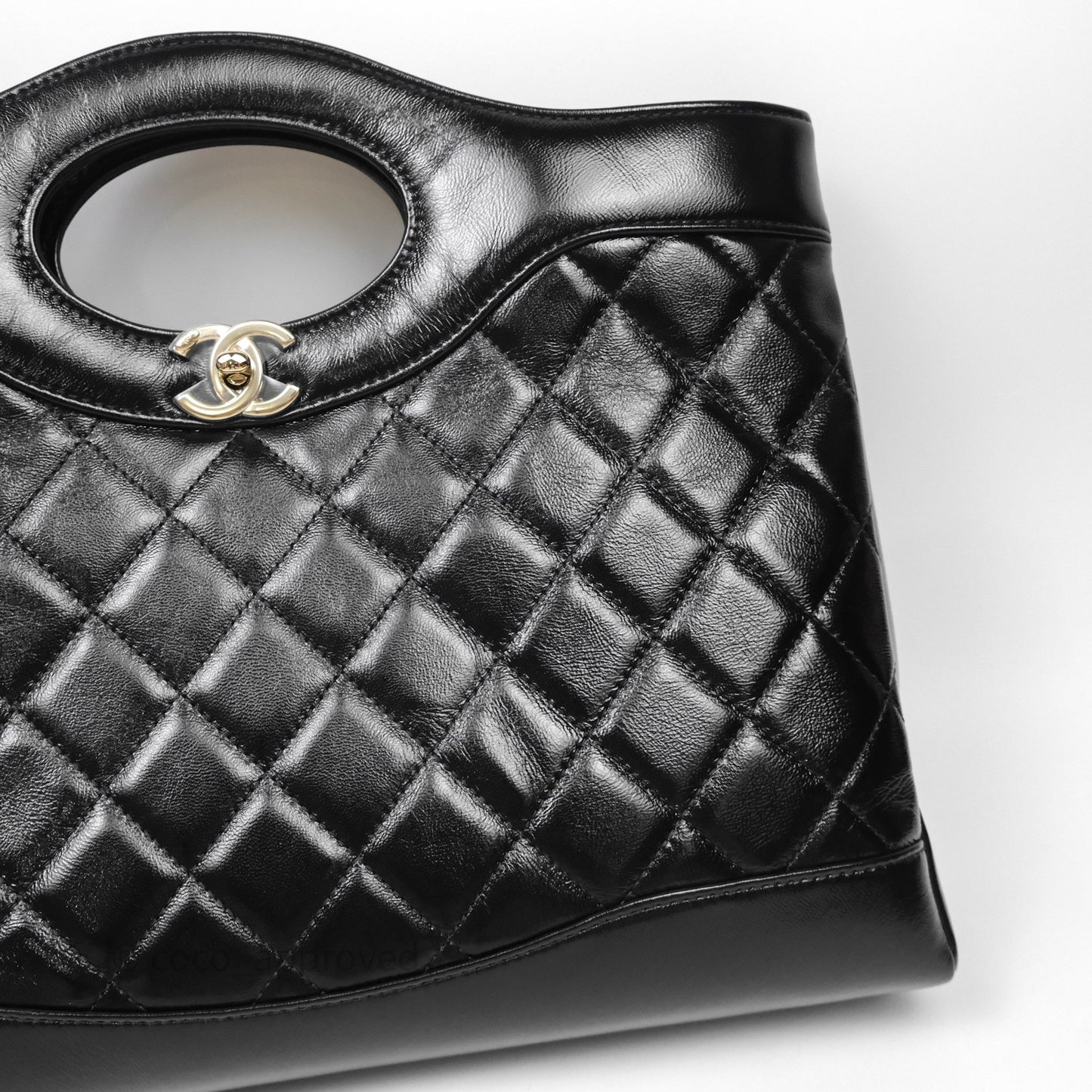 Chanel 31 Medium Hobo Black Shiny Crumpled Lambskin Gold Hardware 24S
