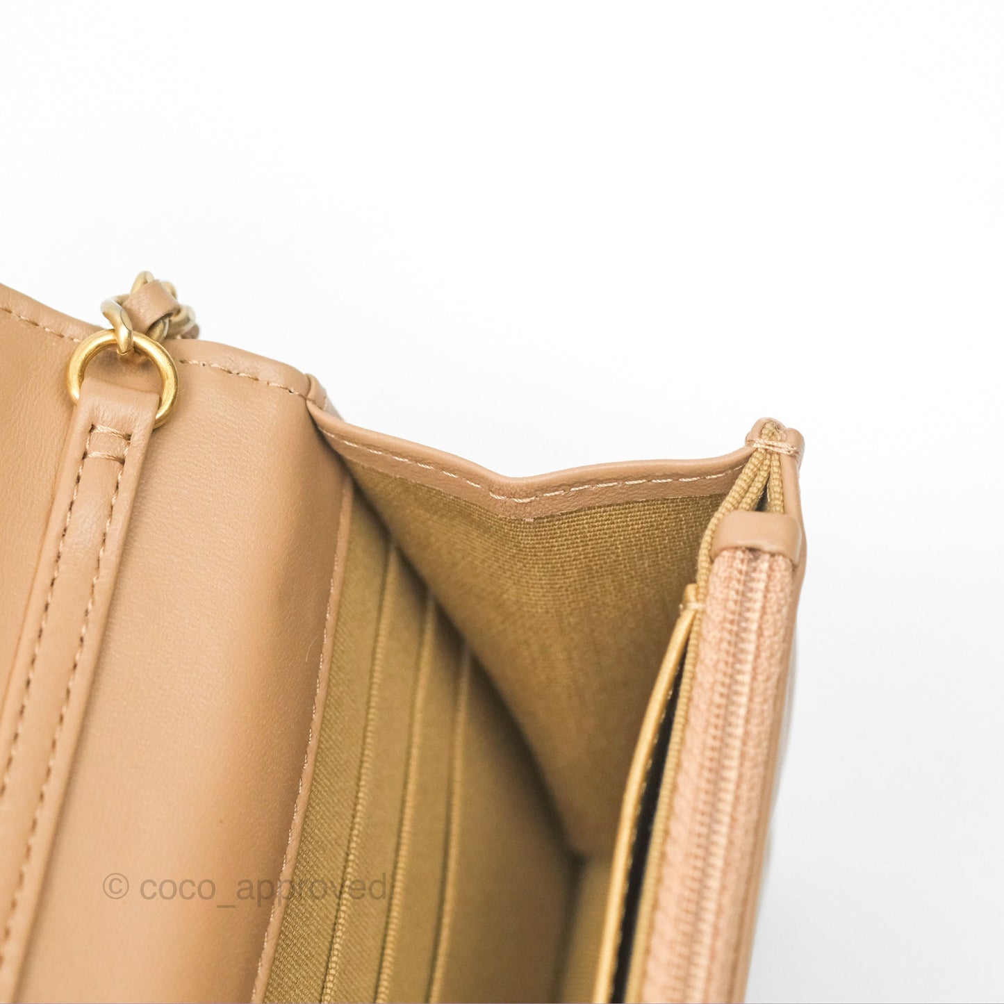 Chanel Quilted Pearl Crush Wallet on Chain WOC Beige Lambskin Aged Gold Hardware