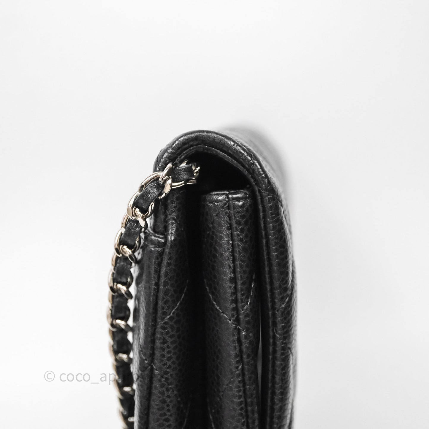 Chanel Quilted Clutch with Chain Black Caviar Silver Hardware