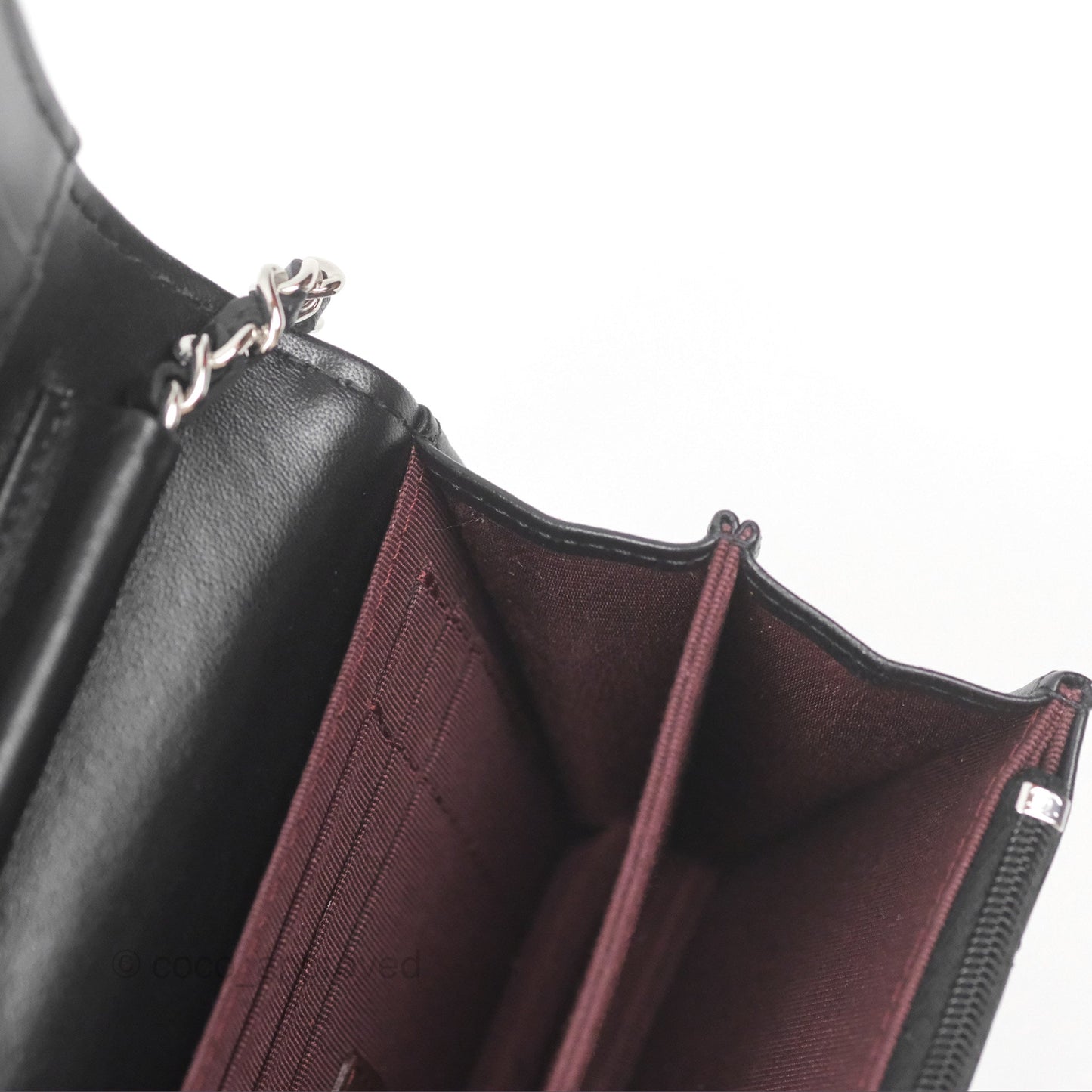 Chanel Quilted Mini Wallet on Chain WOC Black Lambskin Silver Hardware
