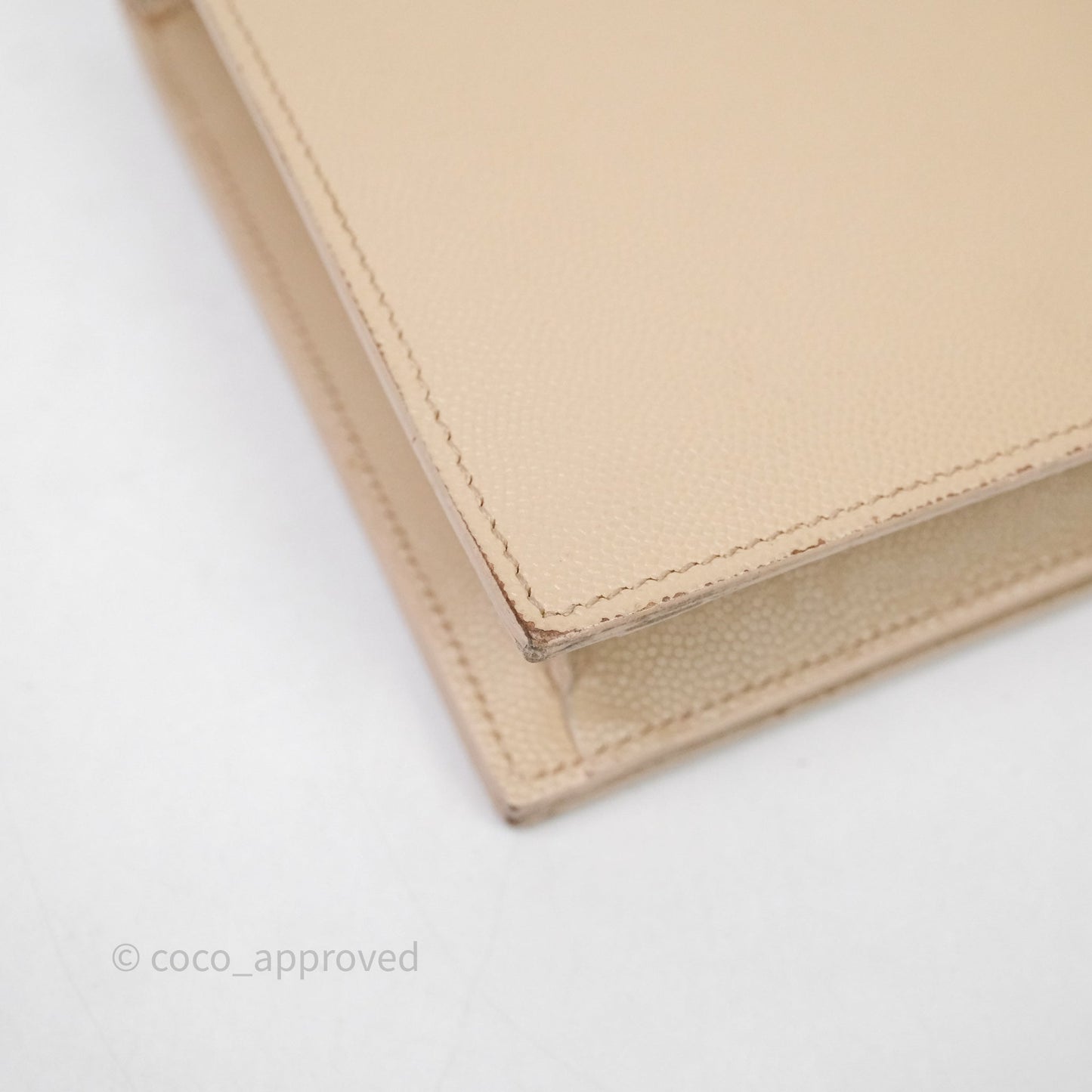 Saint Laurent Kate Clutch Monogram Beige Grain De Poudre Gold Hardware