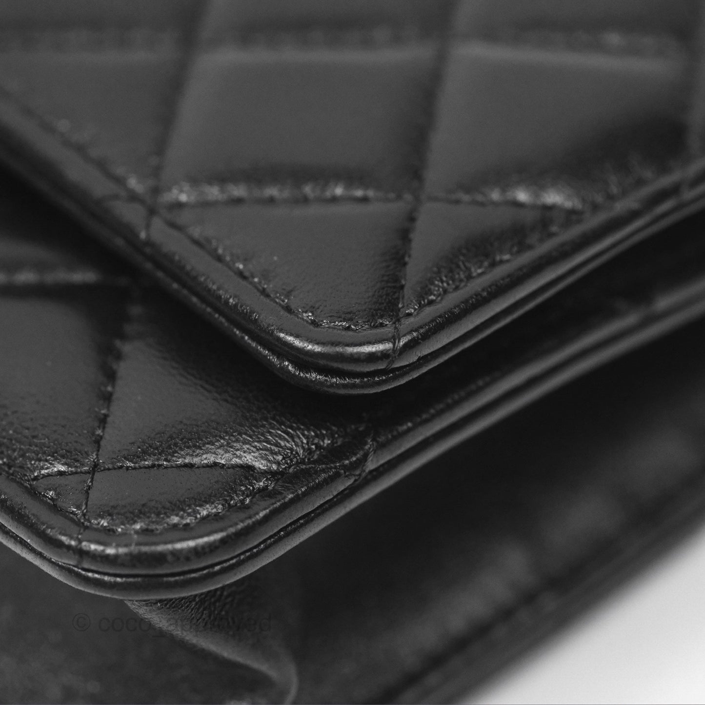 Chanel Quilted Dynasty Wallet on Chain WOC Black Shiny Lambskin Gold Hardware
