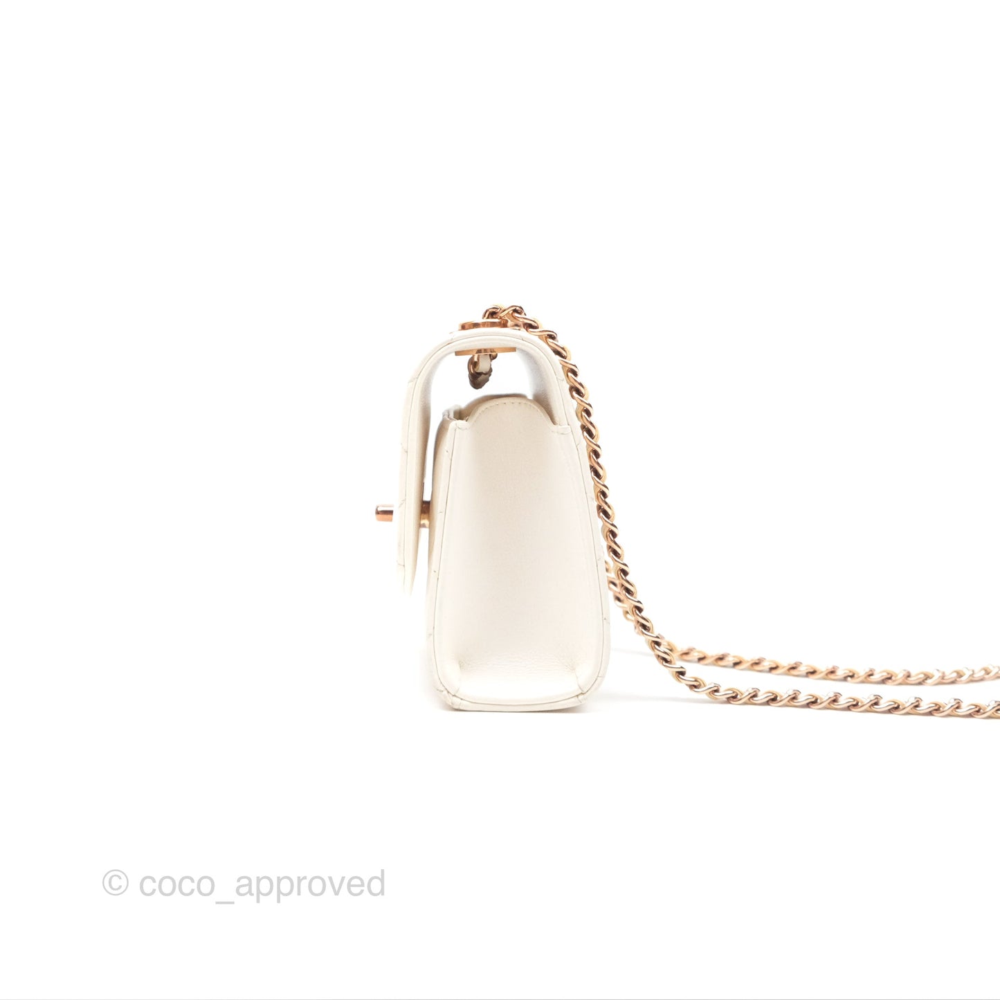 Chanel Mini Quilted Trendy CC Clutch With Chain White Lambskin Rose Gold Hardware