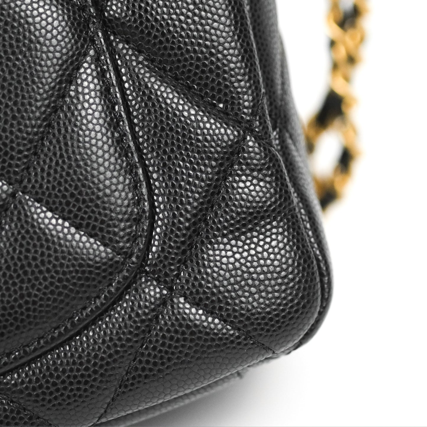 Chanel Small Flap with Coin Charm Black Caviar Aged Gold Hardware 22A