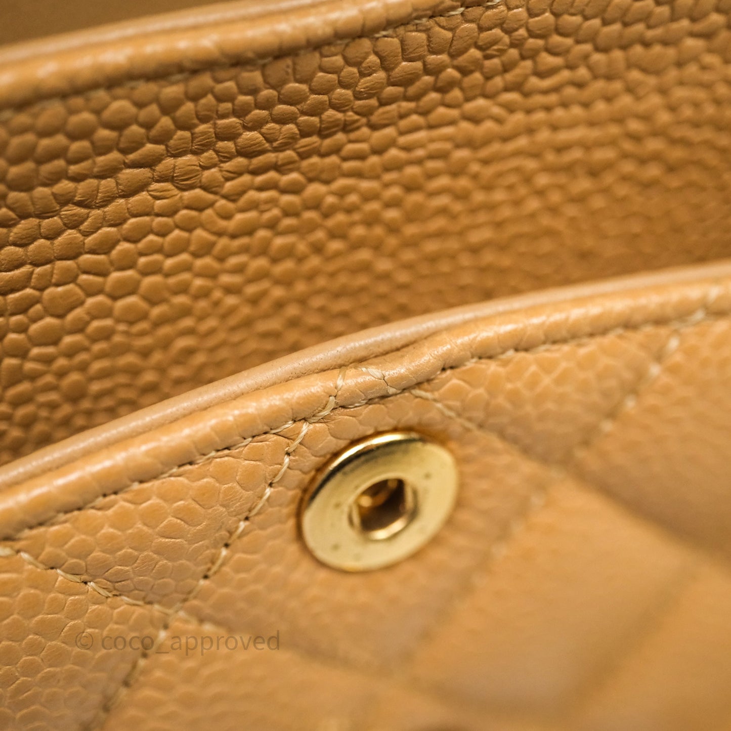 Chanel Vintage Small Classic Flap Beige Claire Caviar 24K Gold Hardware