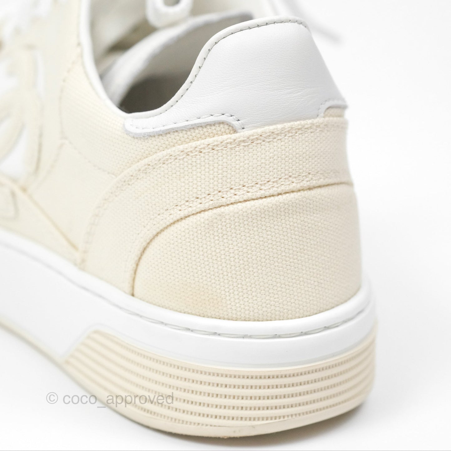 Chanel Ivory Beige White Sneakers Size 37.5