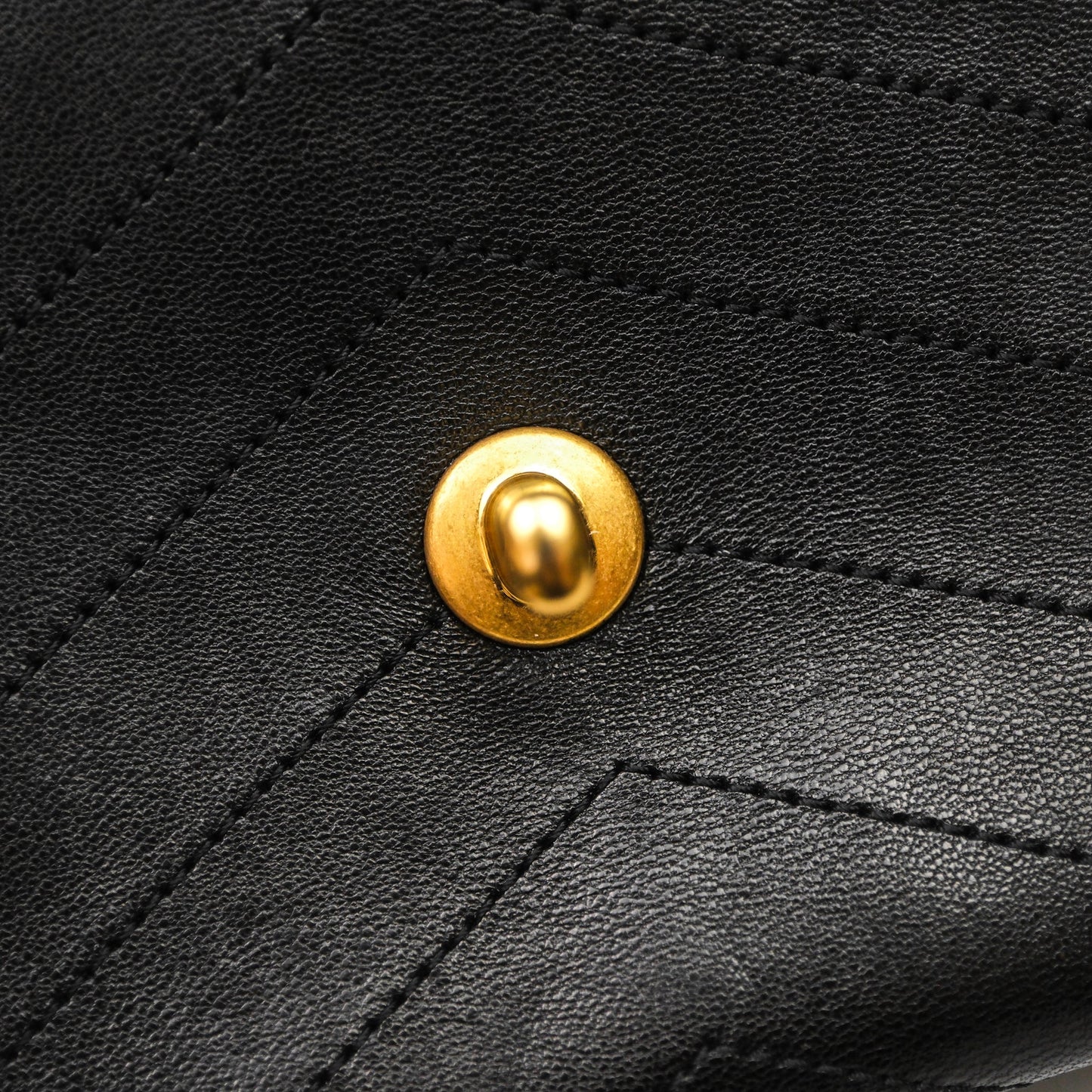 Chanel Chevron Flap Bag Black Calfskin Aged Gold Hardware