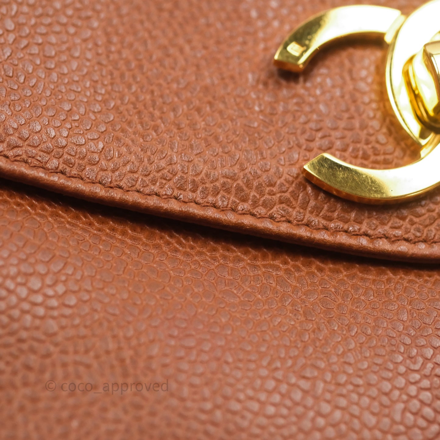 Chanel Vintage Tote Caramel Caviar 24K Gold Hardware