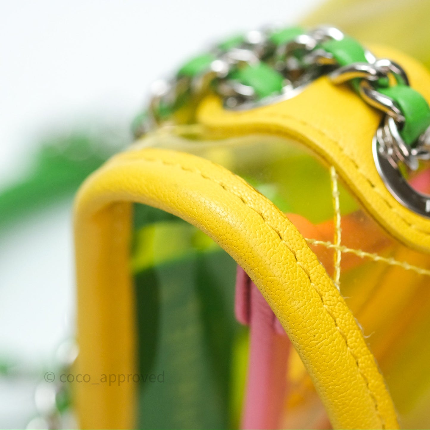 Chanel Mini Coco Splash Flap Bag PVC Lambskin Pink/Yellow/Green Silver Hardware