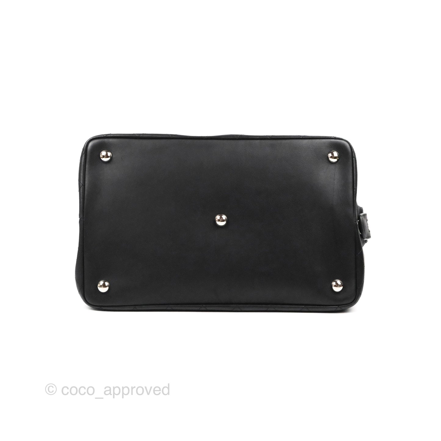 Chanel Flat Quilted Boston Bag Black Calfskin Silver Hardware