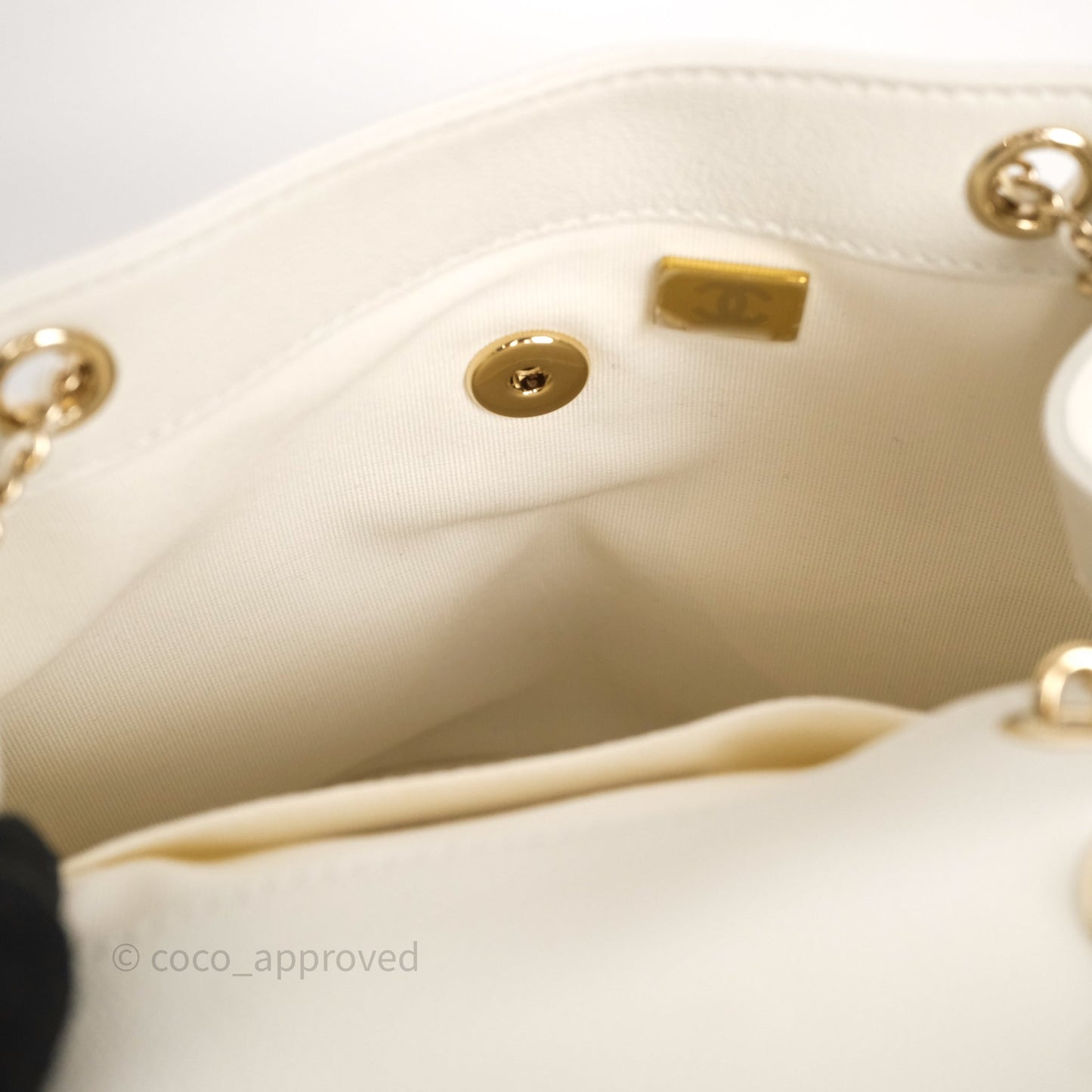 Chanel Duma Backpack Medium White Caviar Gold Hardware